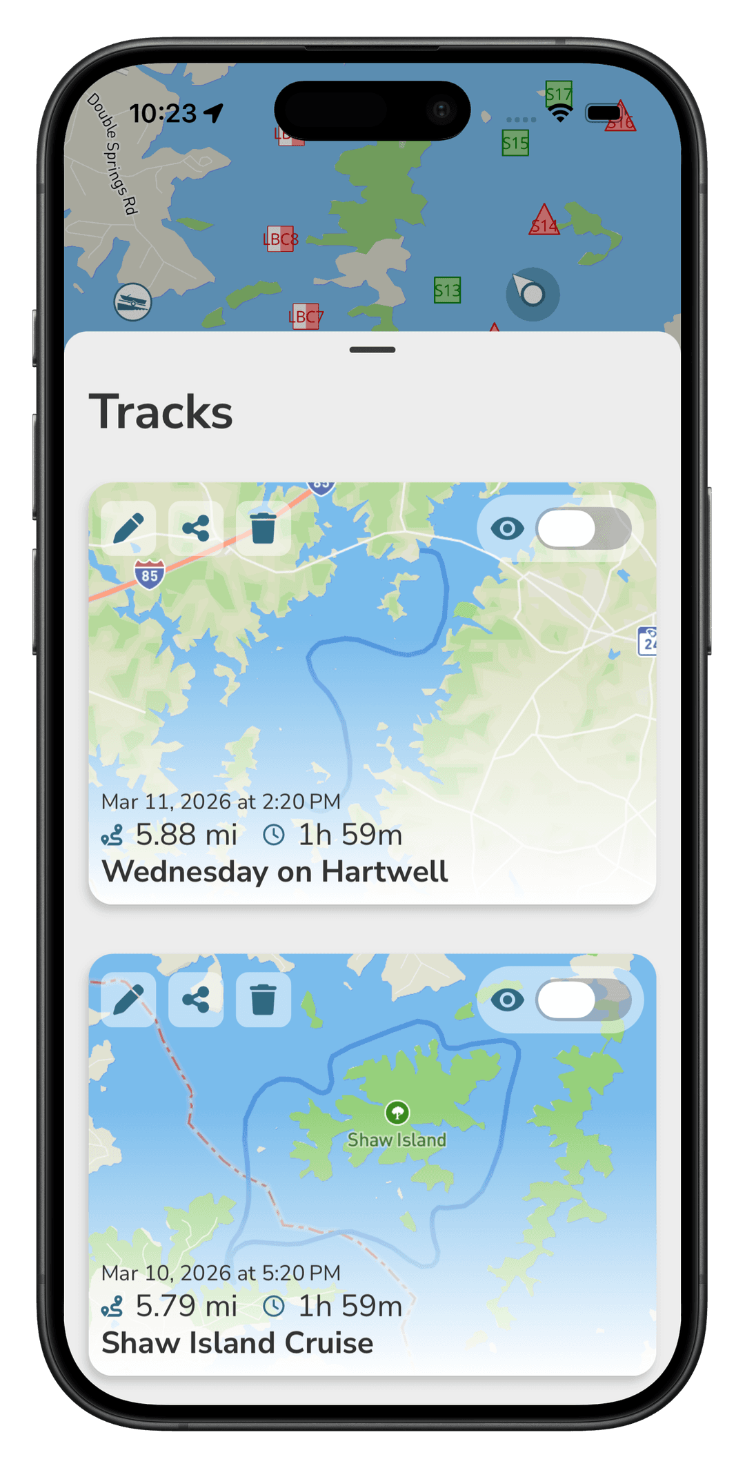 Tracks feature - viewing past tracks on the map