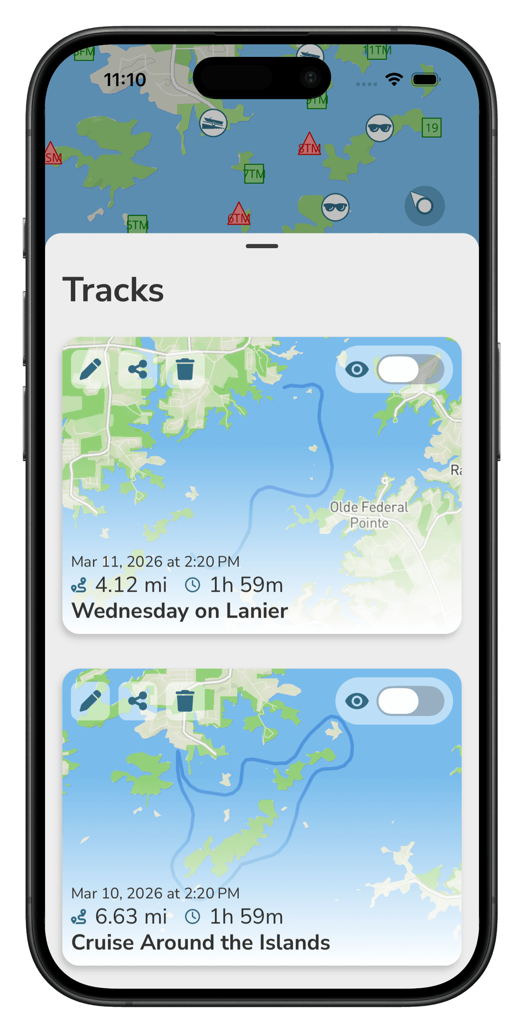 Tracks feature - viewing past tracks on the map