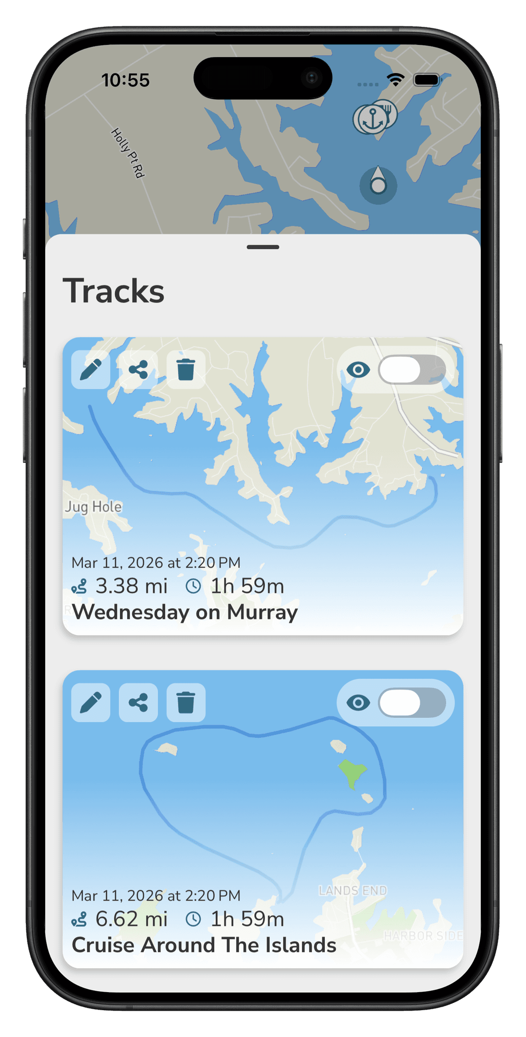 Tracks feature - viewing past tracks on the map