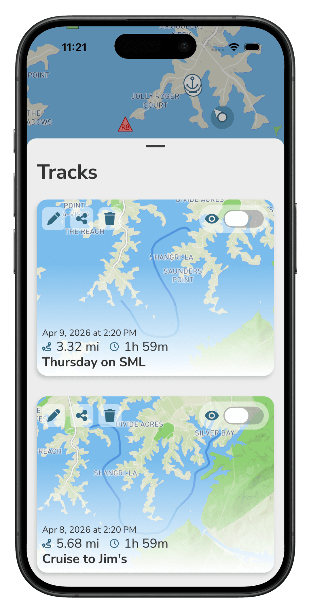 Tracks feature - viewing past tracks on the map
