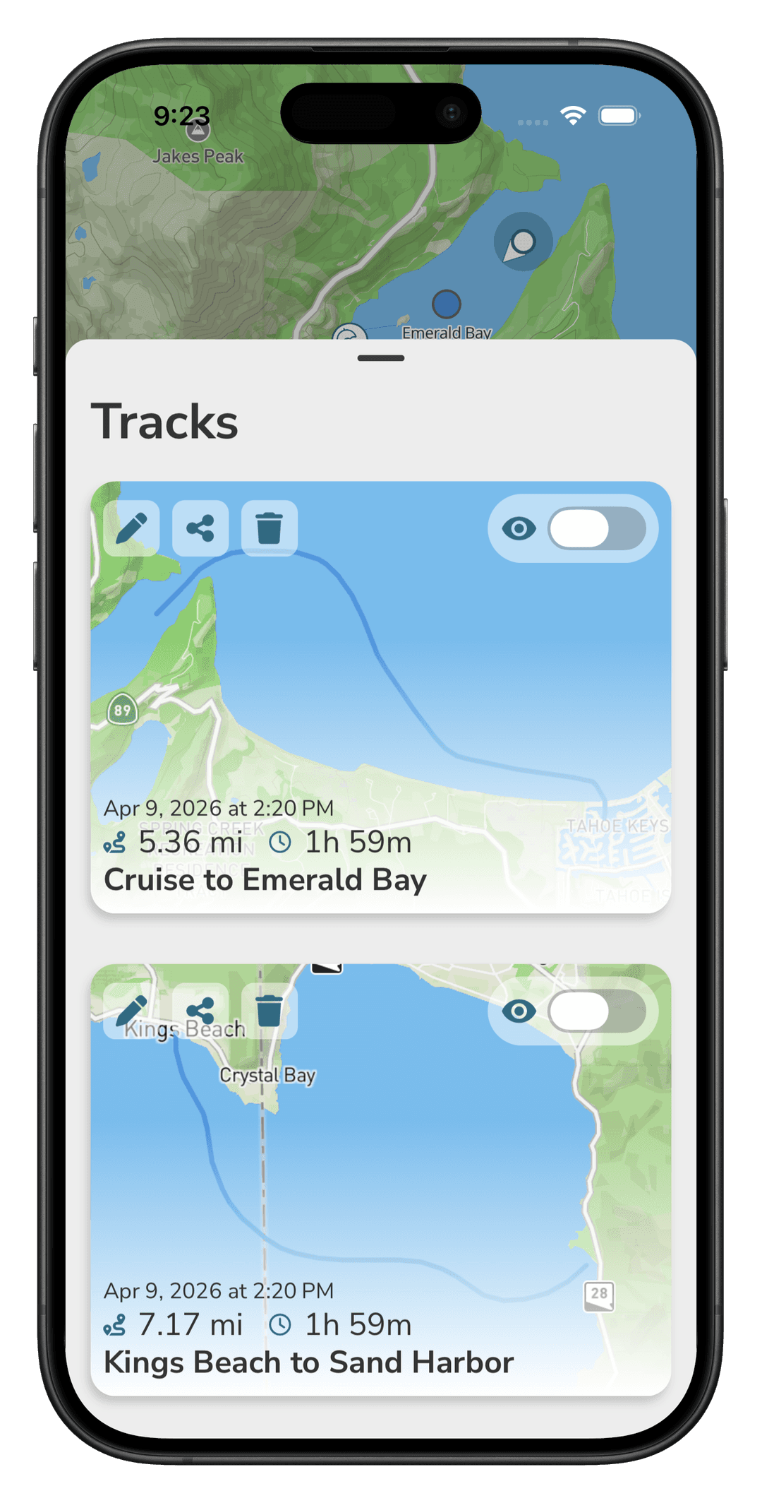 Tracks feature - viewing past tracks on the map