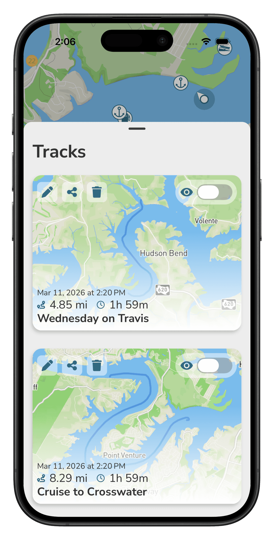 Tracks feature - viewing past tracks on the map