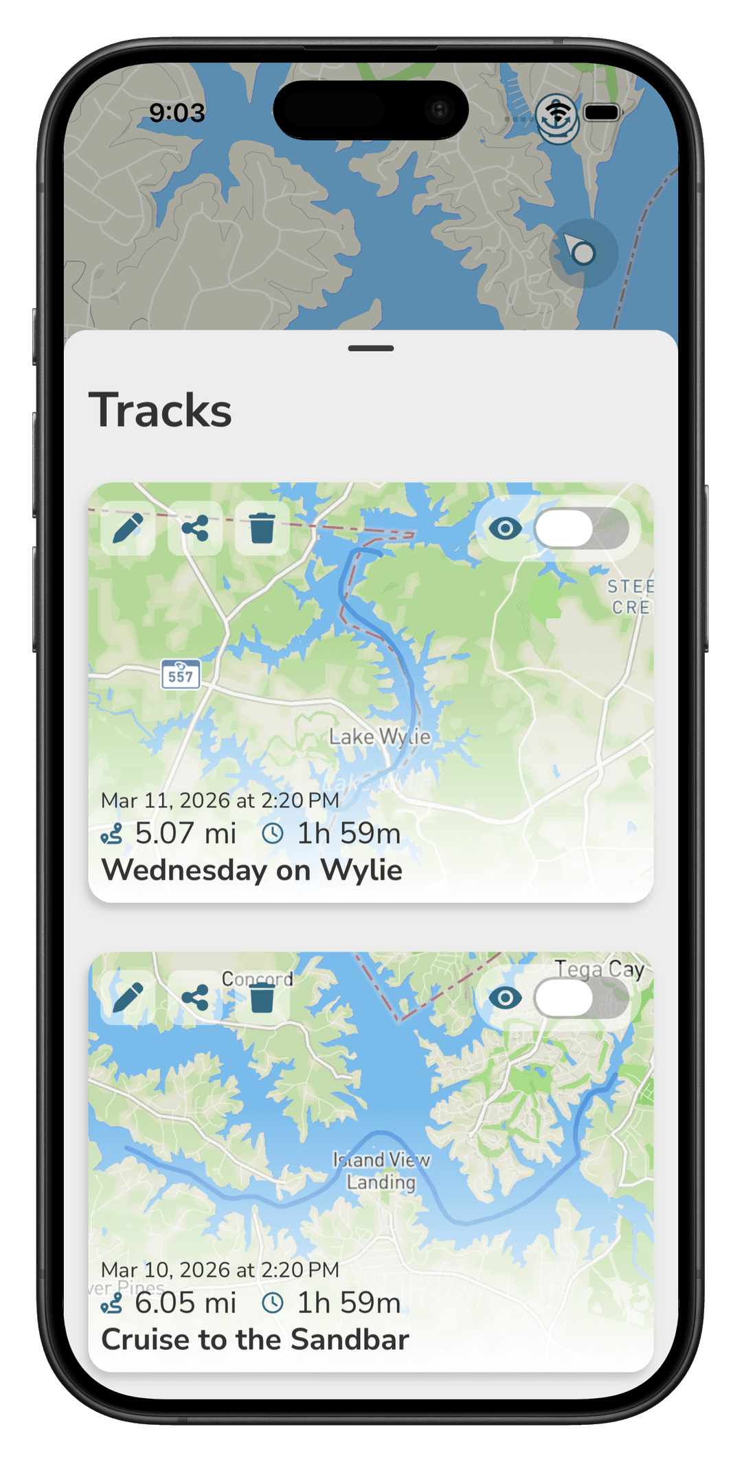 Tracks feature - viewing past tracks on the map
