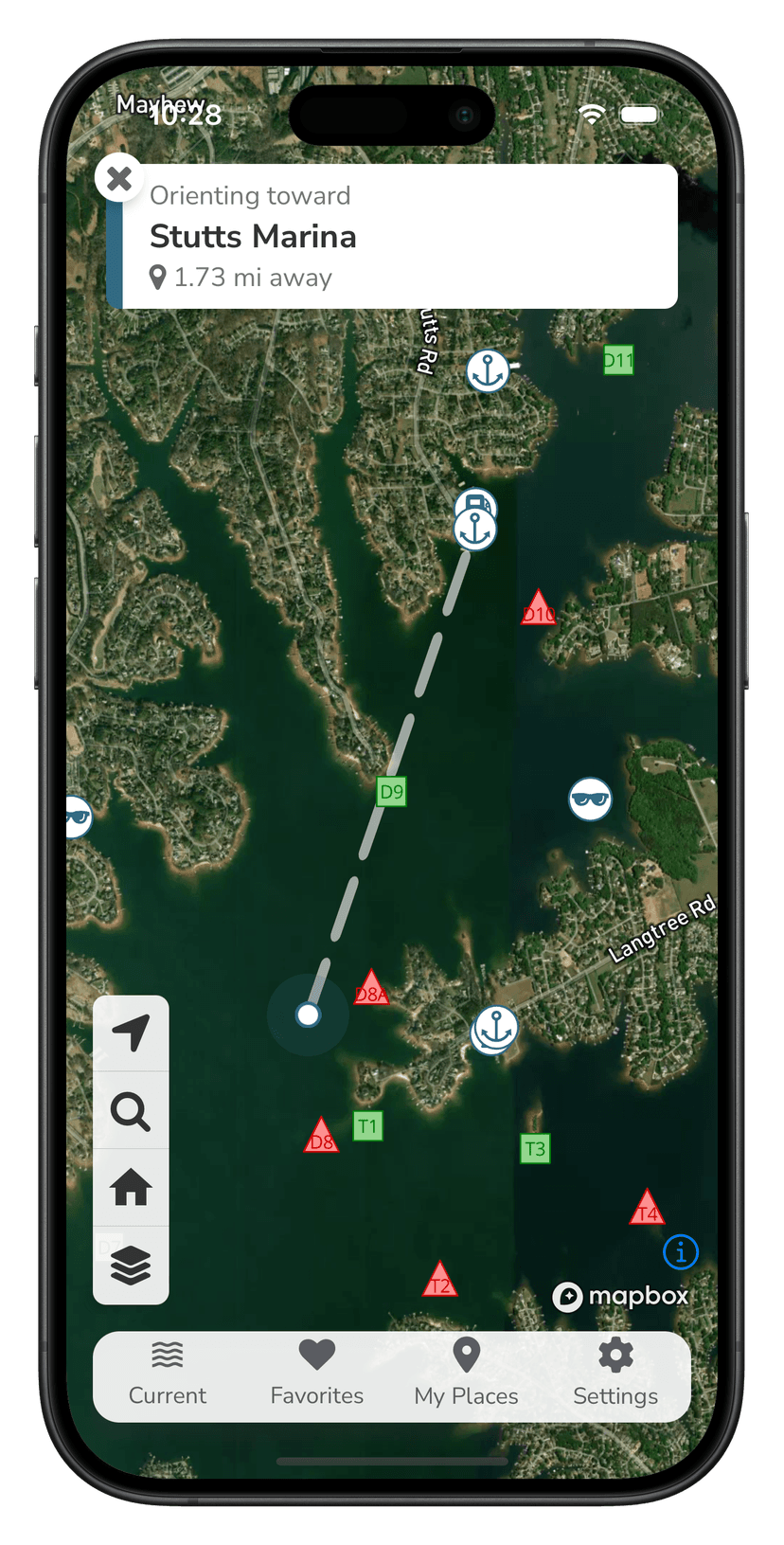 Float App map view with satellite basemap